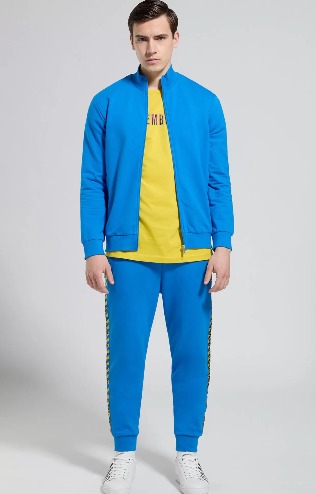 Bikkembergs Felpa Uomo Dettagli A Contrasto electric blue lemonade Discount