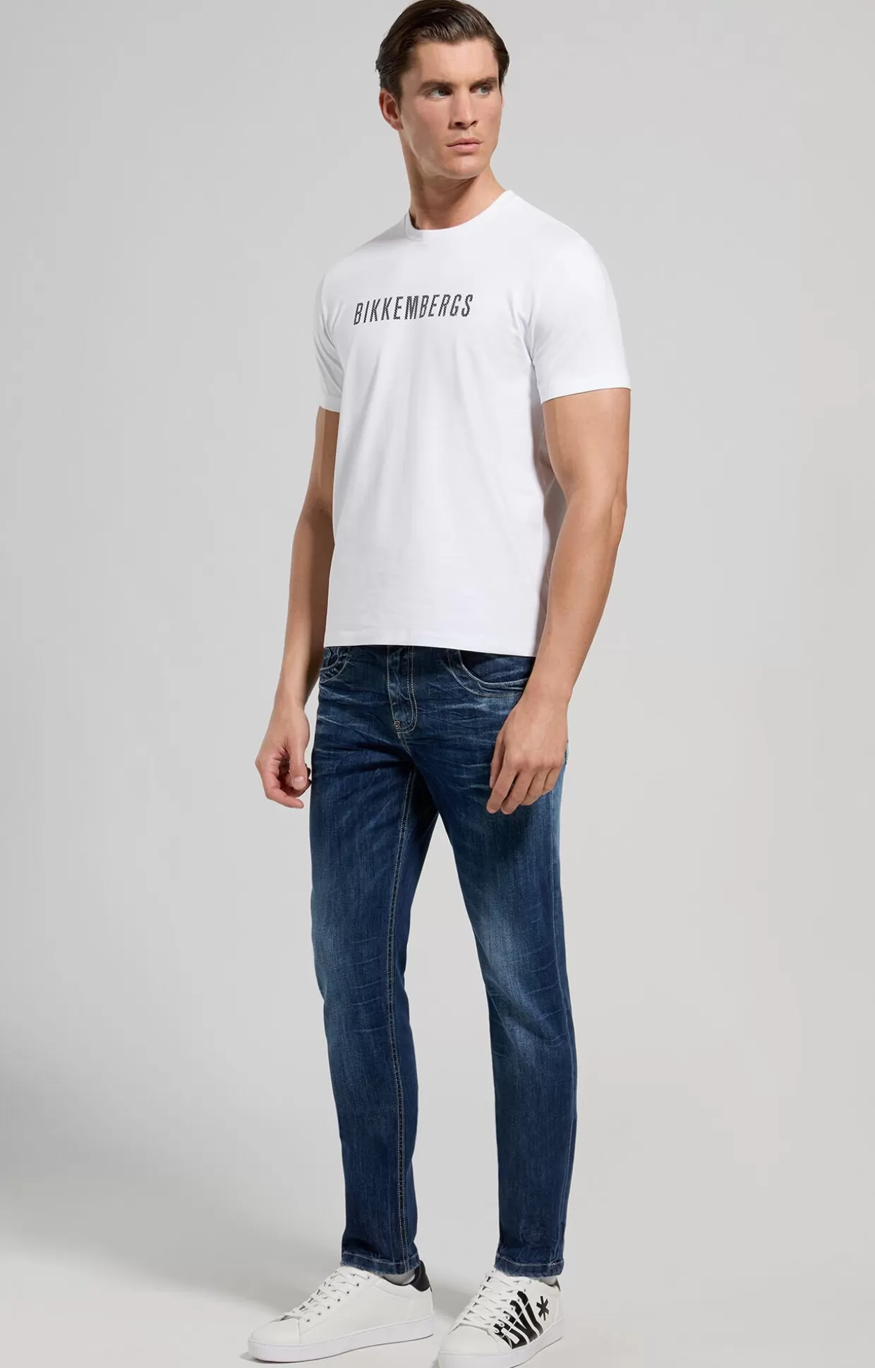 Bikkembergs Jeans Slim Fit Uomo Dettaglio Cavallino l6 blue denim Best Sale