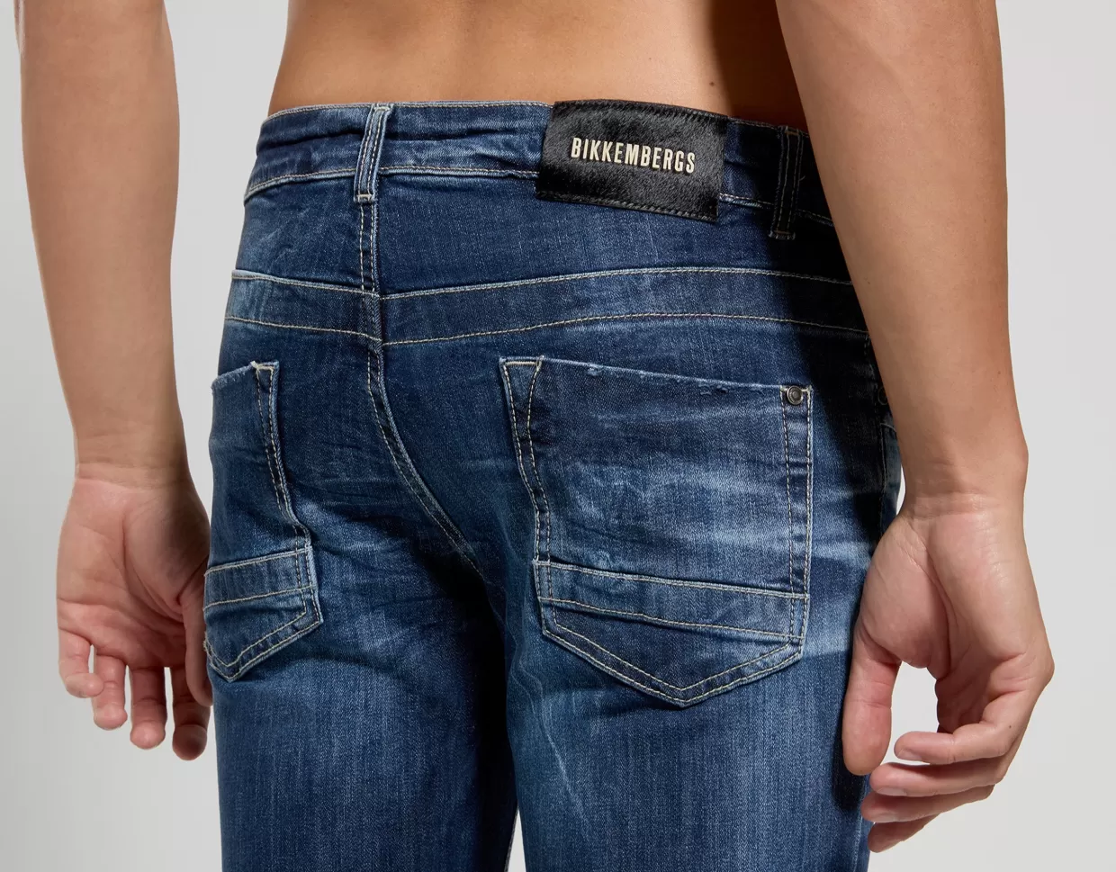 Bikkembergs Jeans Slim Fit Uomo Dettaglio Cavallino l6 blue denim Best Sale