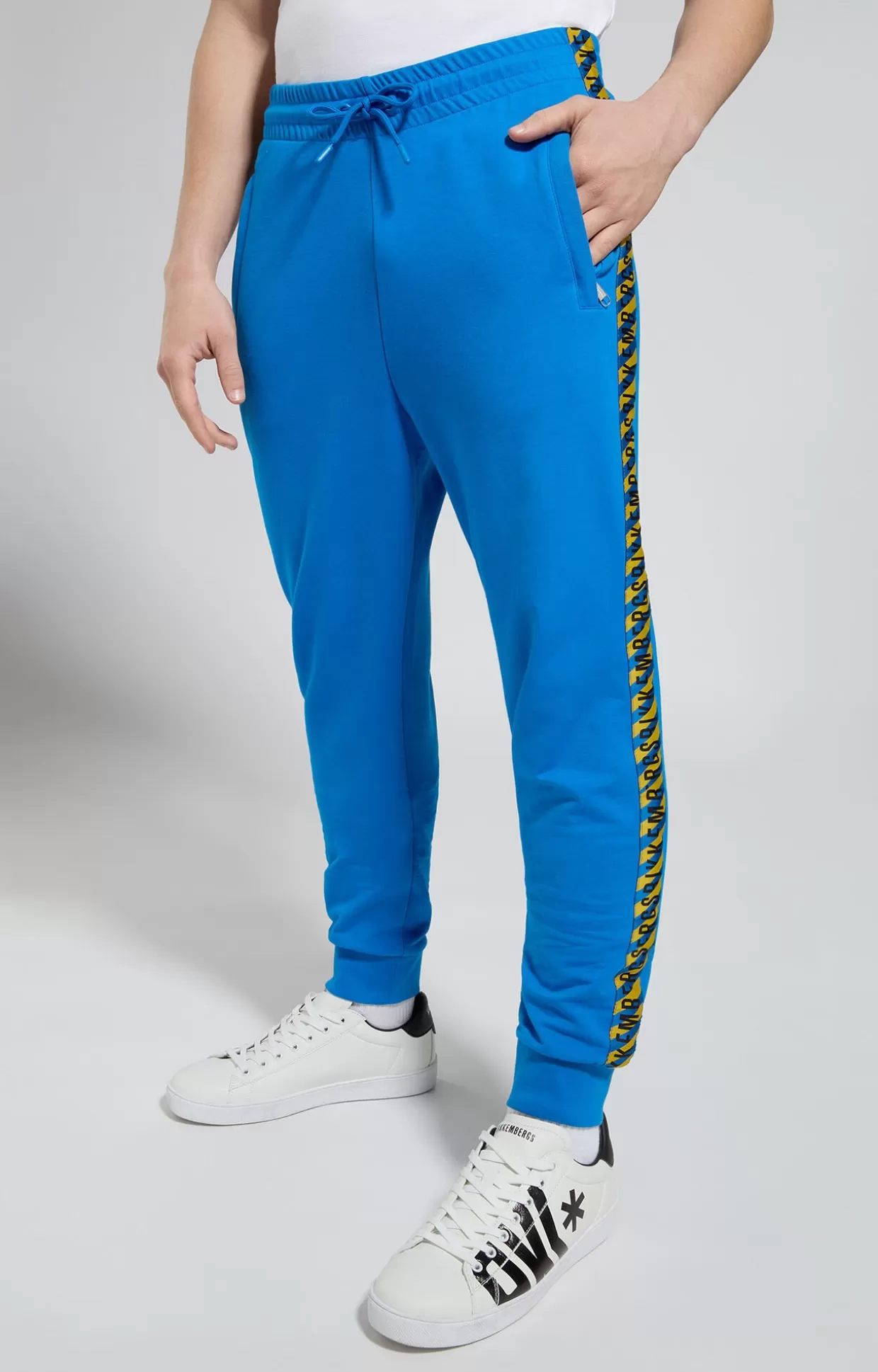 Bikkembergs Pantaloni Tuta Uomo Dettagli A Contrasto electric blue lemonade Cheap